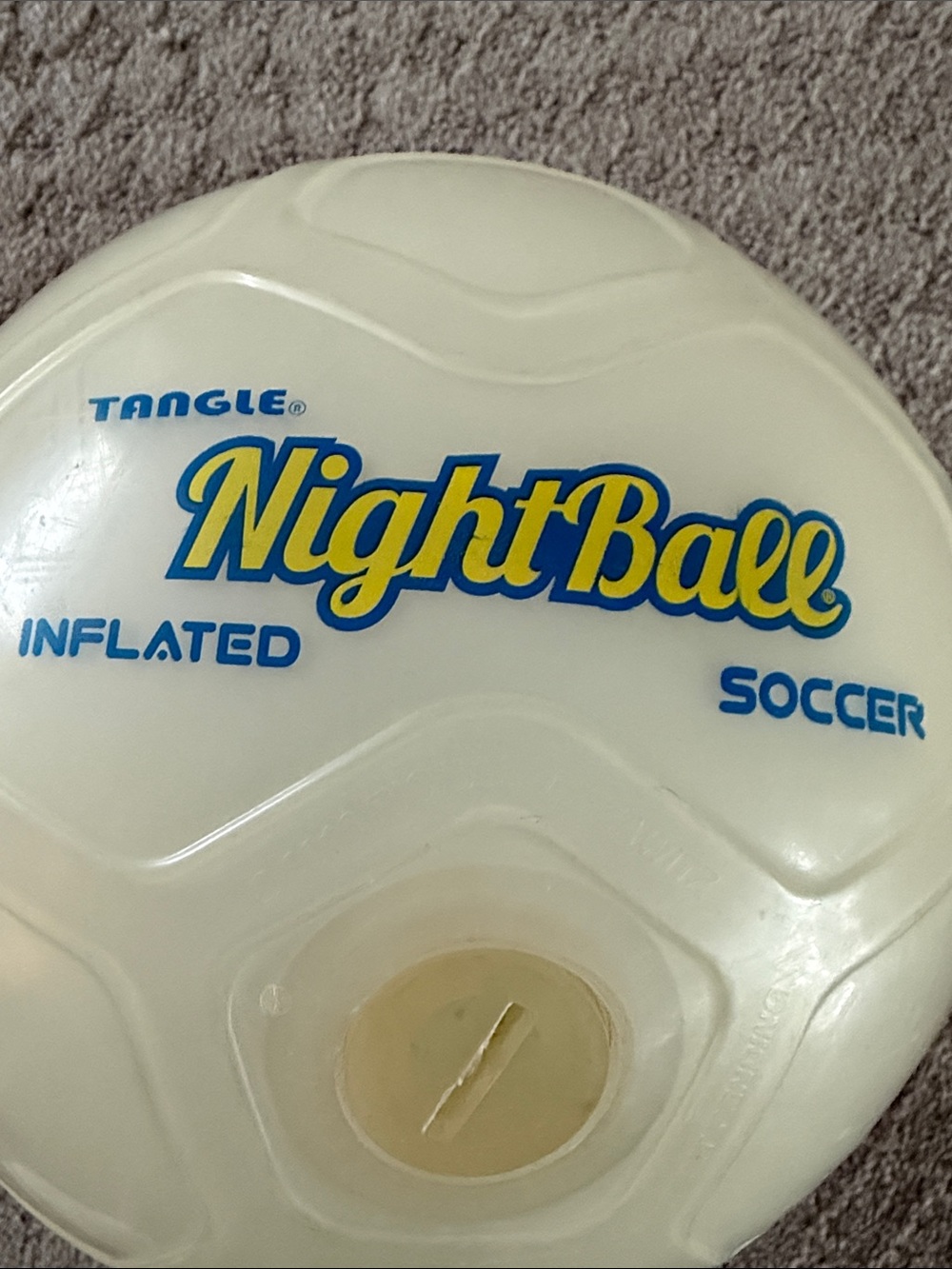 Tangle NightBall Inflated Soccer Ball - White with Blue & Yellow Logo
